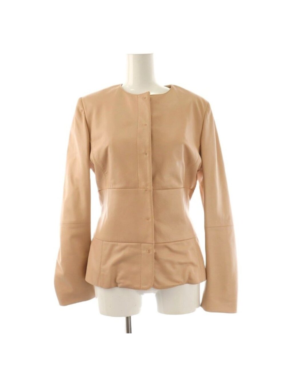 Loewe Leather Jacket Collarless Fully Lined Pink Beige 38